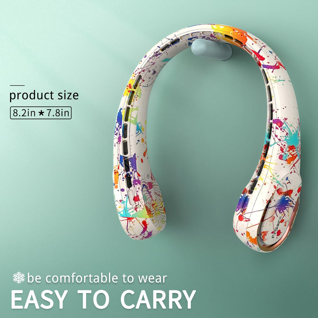 FrSara Neck Fan, Portable Personal Fan Strong Wind, 4000mAh, Air Volume,360° Cooling, No Hair Twisting, Air Volume On 2 Sides, Non-Slip, Quick Charge, Long Use Time, Birthday Gift for Women, Dad, Men