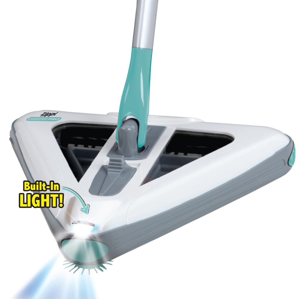 Zippi Sweeper Standard - 2025 New and Improved Lightweight Sweeper, Perfect for Short Carpet Hardwood and Tile, Triangular Design Allows for Sweeping in Corners, 30 Minutes Cleaning Time