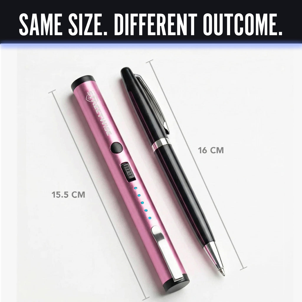 Streetwise Pain Pen 25,000,000 Volts Stun Gun for Self Protection - Tactical Stun Pen for Women and Men, USB Rechargeable, Battery Indicator, Durable Clip, Compact and Concealable for Protection