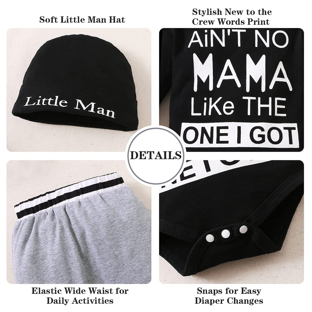 Newborn Infant Baby Boy Clothes Fall Winter Outfits New to The Crew Outfit Toddler Baby Boy Clothes Set