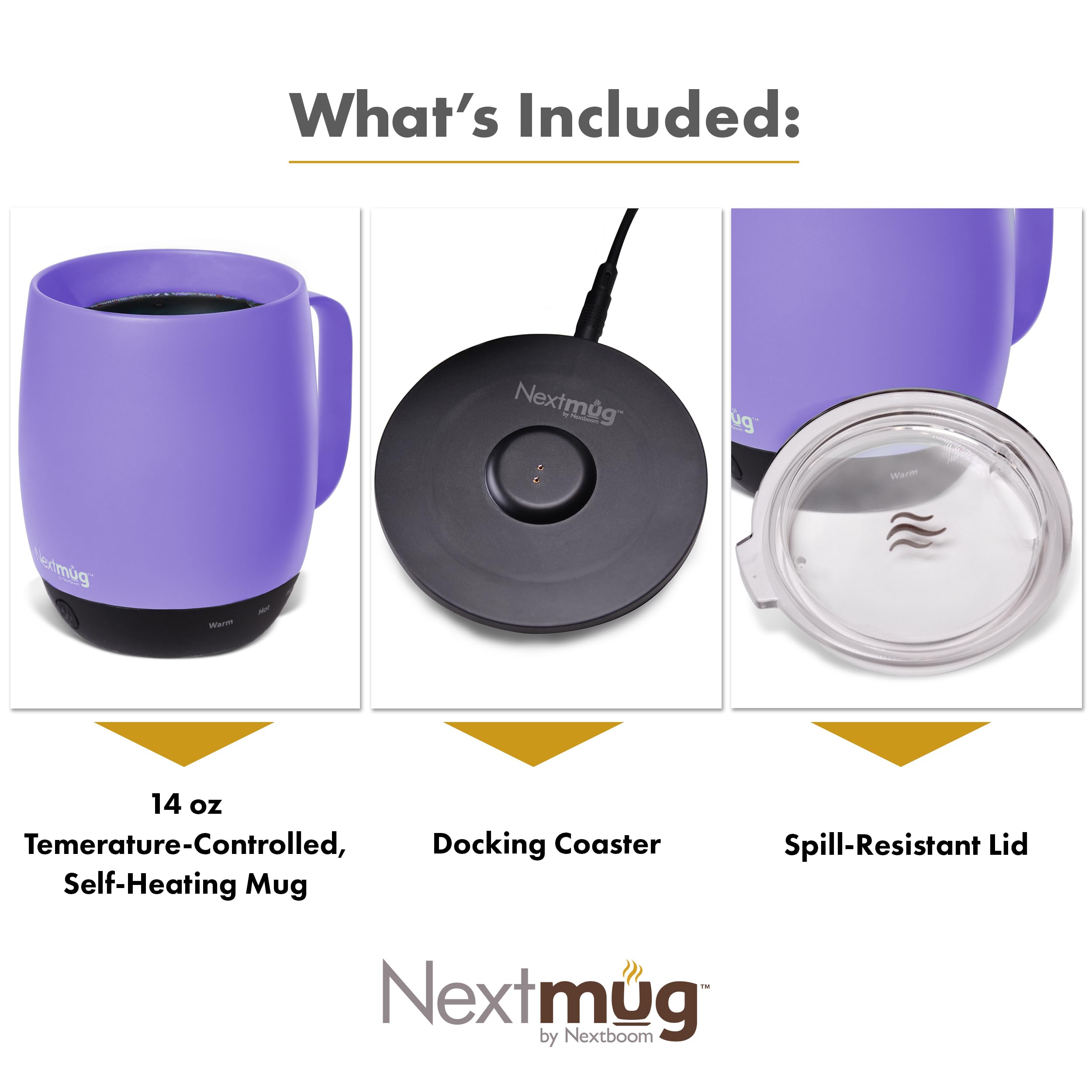 Nextmug - Temperature-Controlled, Self-Heating Coffee Mug (Slate Blue - 14 oz.)