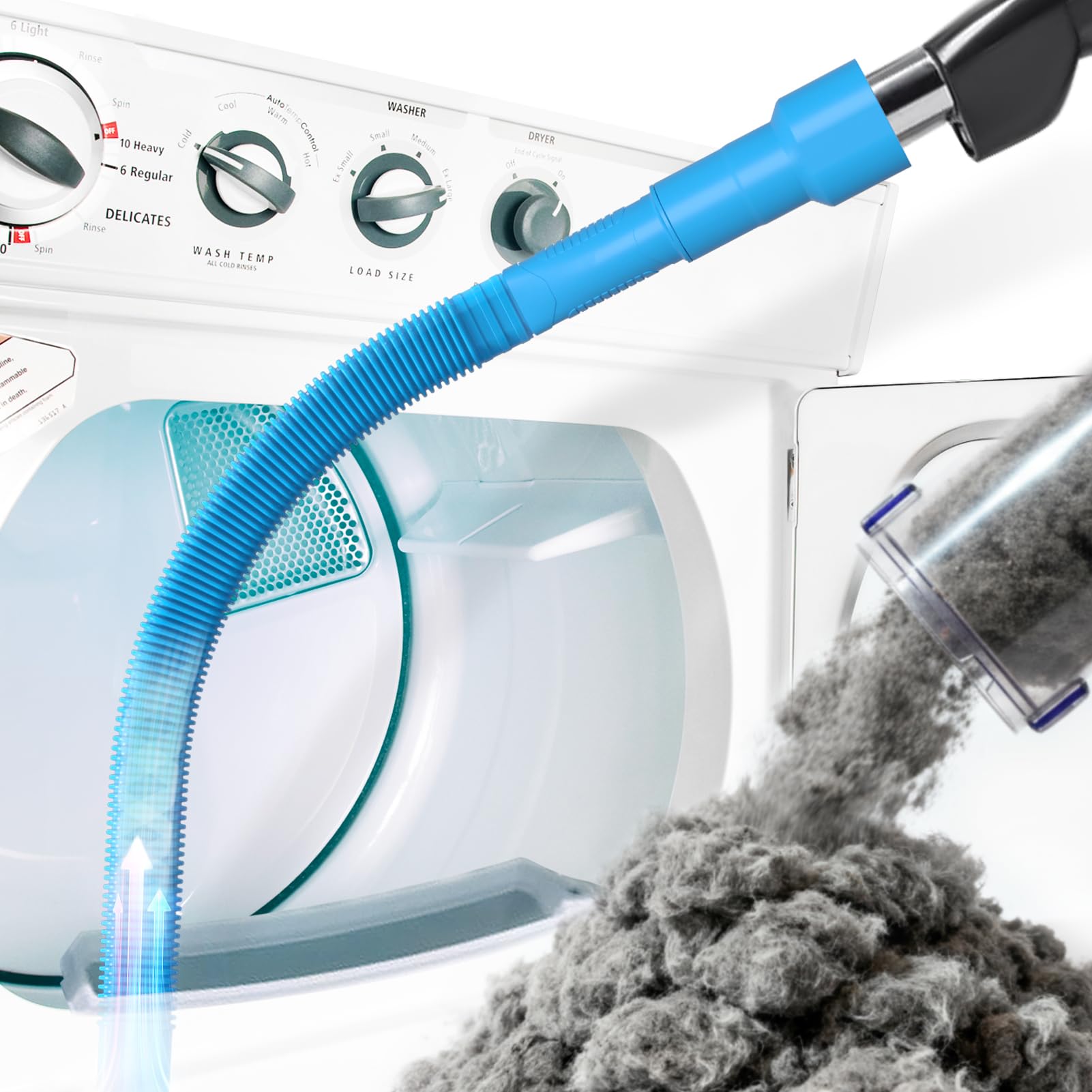 Holikme Dryer Vent Cleaner Kit Dryer Lint Vacuum Attachment Brush, Lint Remover, Dryer Vent Vacuum Hose Replacement Parts,Duct Cleaning,Blue
