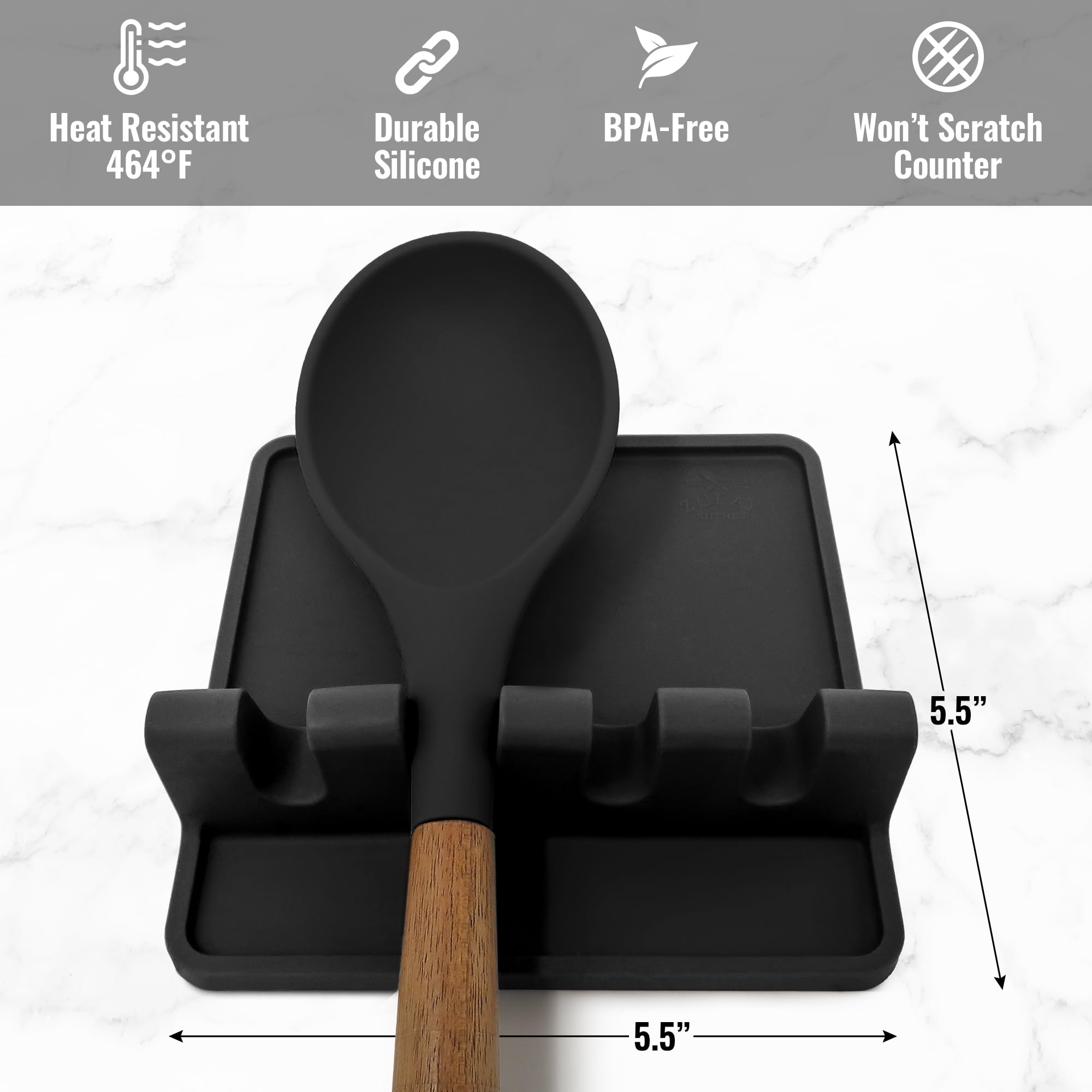 Zulay Kitchen Spoon Rest for Multiple Utensils High Heat-Resistant Silicone Drip Pad, BPA-Free Spoon Holder for Stove Top, Kitchen Gadget Holder for Ladles, Tongs, Cooking Spatula - Makes Great Gift