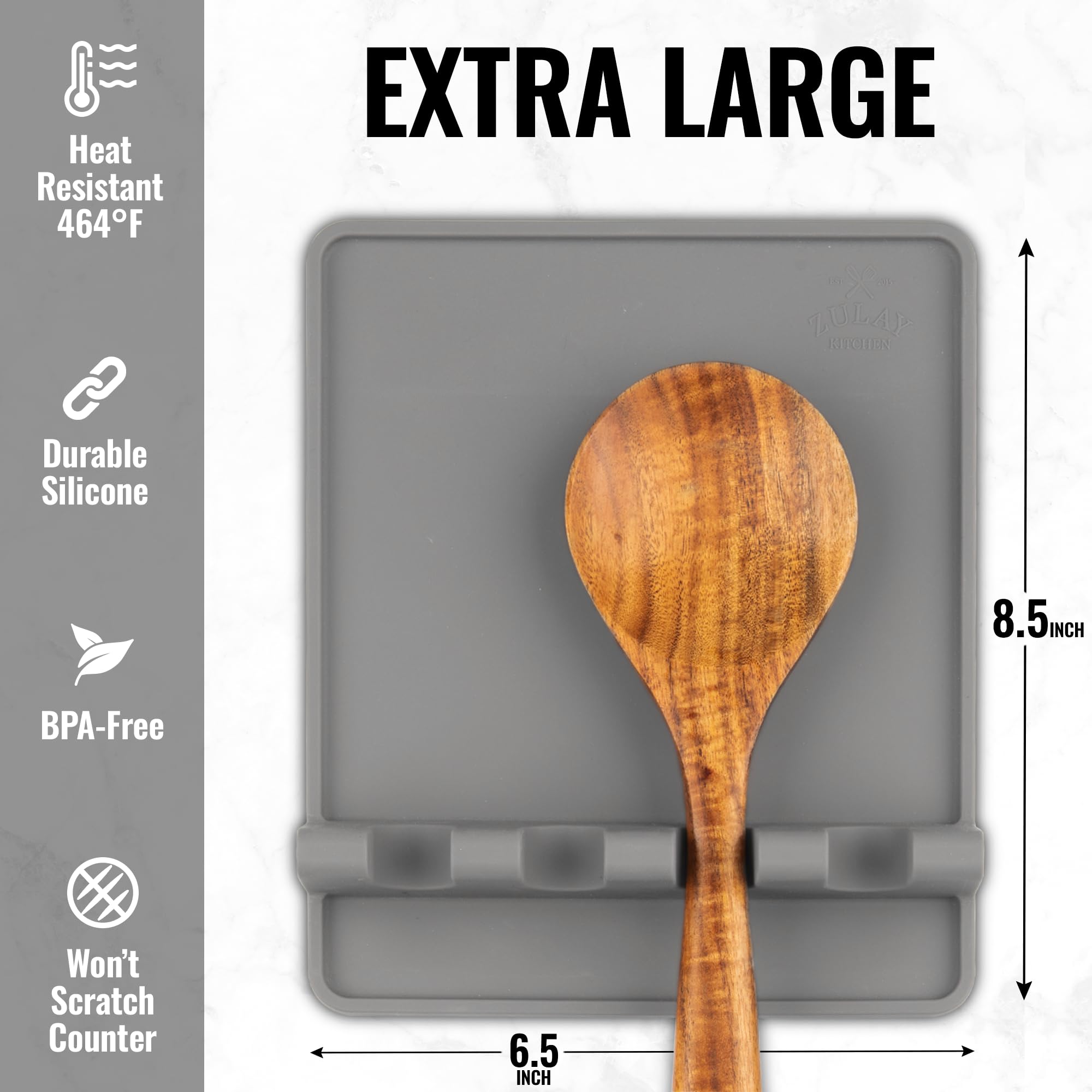 Zulay Kitchen Spoon Rest for Multiple Utensils High Heat-Resistant Silicone Drip Pad, BPA-Free Spoon Holder for Stove Top, Kitchen Gadget Holder for Ladles, Tongs, Cooking Spatula - Makes Great Gift