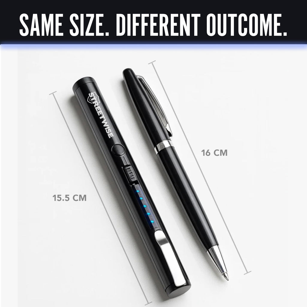 Streetwise Pain Pen 25,000,000 Volts Stun Gun for Self Protection - Tactical Stun Pen for Women and Men, USB Rechargeable, Battery Indicator, Durable Clip, Compact and Concealable for Protection