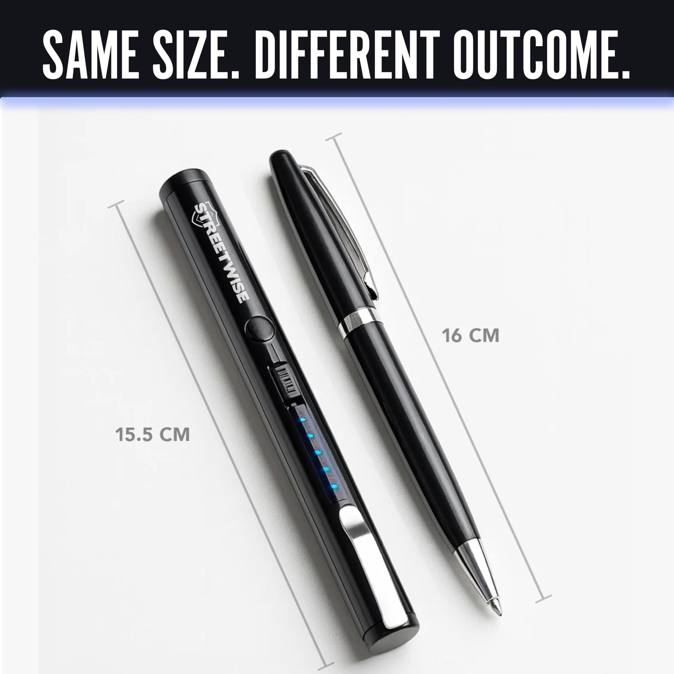 Streetwise Pain Pen 25,000,000 Volts Stun Gun for Self Protection - Tactical Stun Pen for Women and Men, USB Rechargeable, Battery Indicator, Durable Clip, Compact and Concealable for Protection