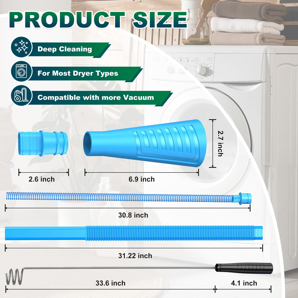 Sealegend 2 Pieces Dryer Vent Cleaner Kit Dryer Lint Vacuum Attachment, Dryer Vent Cleaning Lint Remover 2 Hoses Tools for Home Improvement