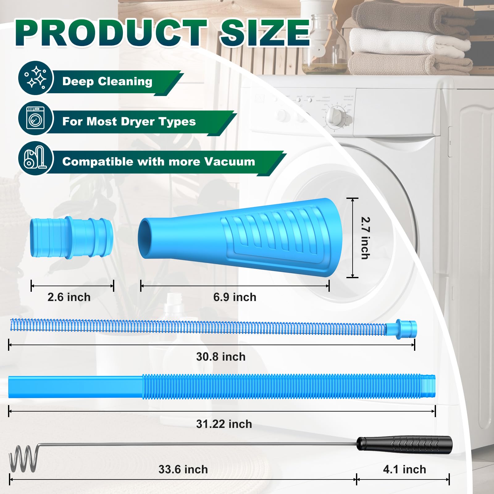 Sealegend 2 Pieces Dryer Vent Cleaner Kit Dryer Lint Vacuum Attachment, Dryer Vent Cleaning Lint Remover 2 Hoses Tools for Home Improvement