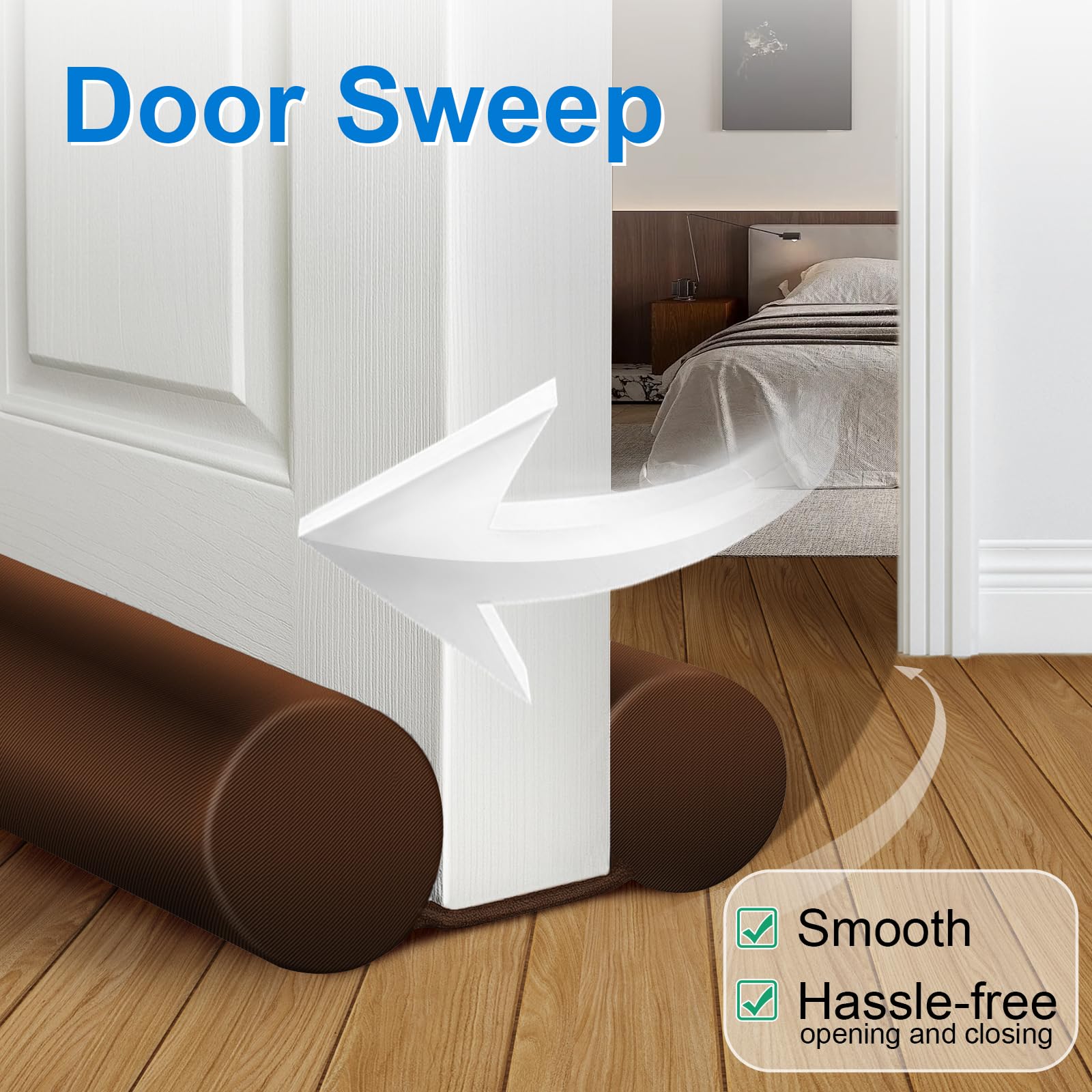 MAXTID Large Door Draft Stopper for Bottom of Doors 36” Under Door Sweep Noise Blocker Black Gap Stoppers Adjustable Doors Seal Sweep Guard Draft, Window Breeze Stoppers, Home Essentials Gadgets