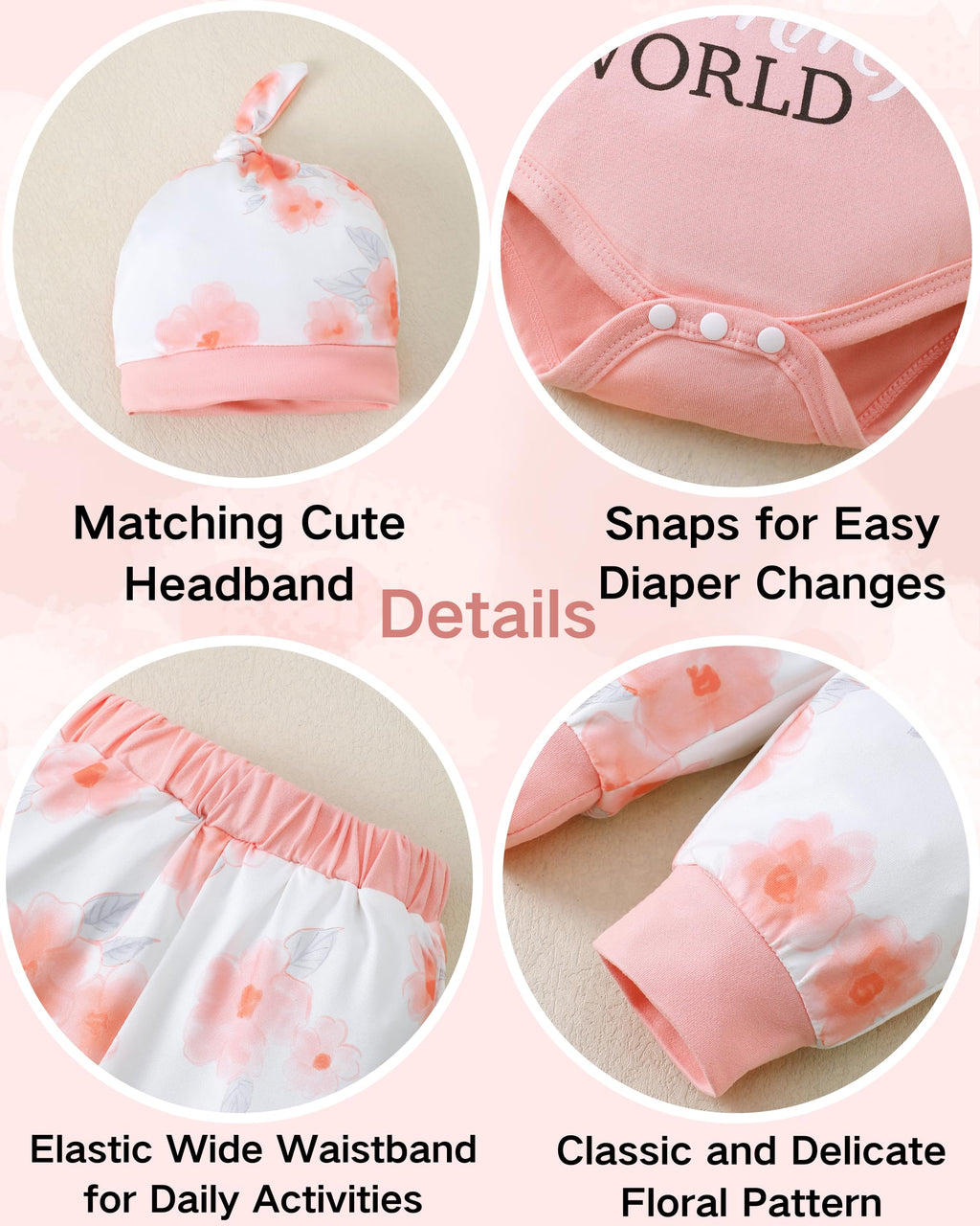 Renotemy Newborn Infant Baby Girl Clothes Summer Outfits Infant Romper Pants Cute Toddler Girl Clothes Gift Set