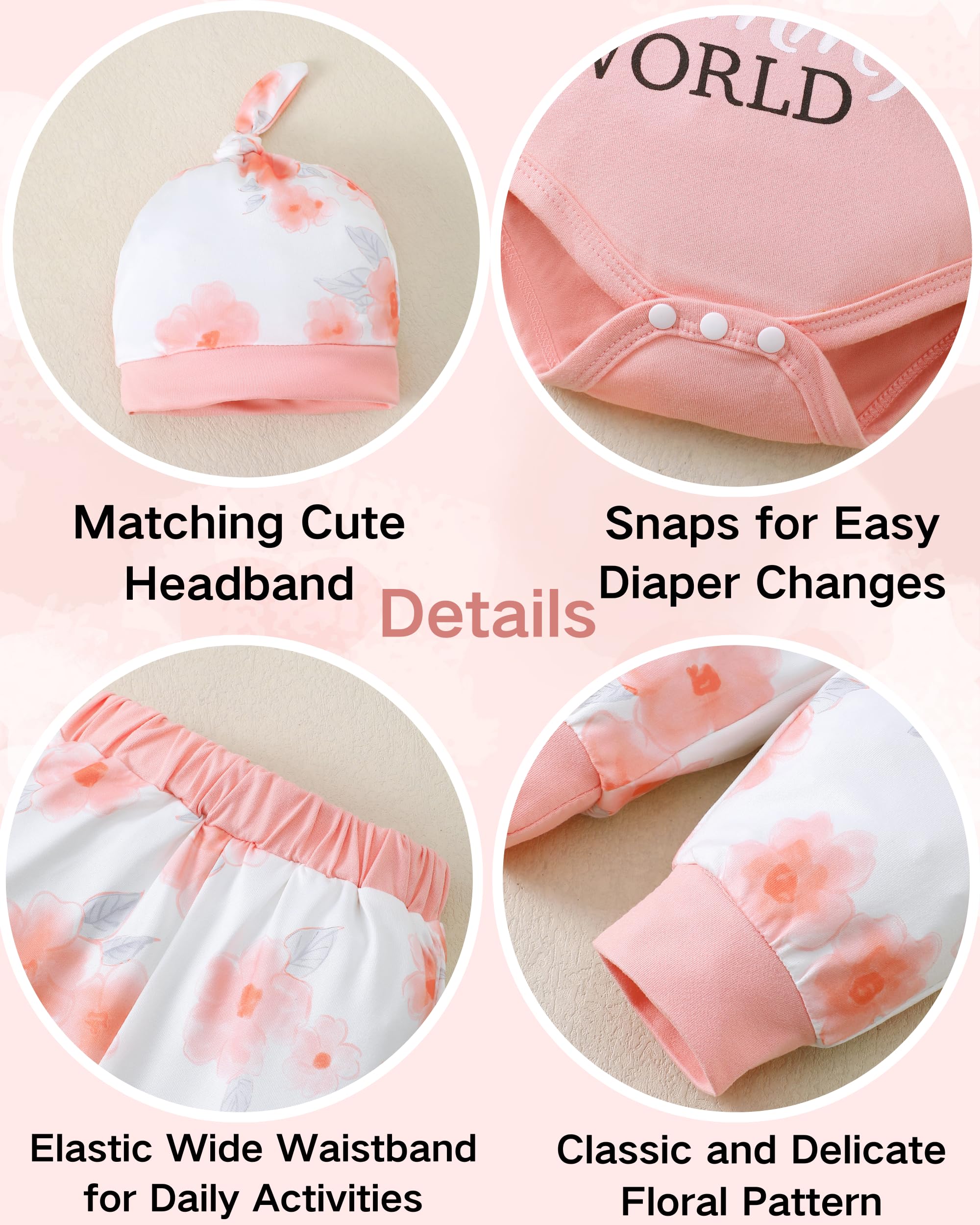 Renotemy Newborn Infant Baby Girl Clothes Summer Outfits Infant Romper Pants Cute Toddler Girl Clothes Gift Set