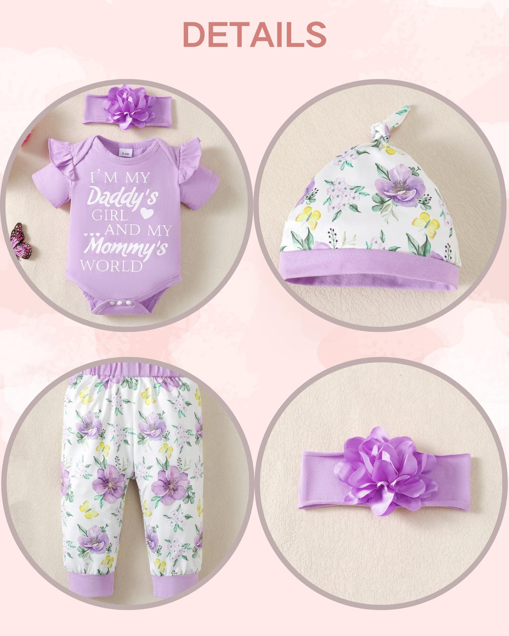 Renotemy Newborn Infant Baby Girl Clothes Summer Outfits Infant Romper Pants Cute Toddler Girl Clothes Gift Set