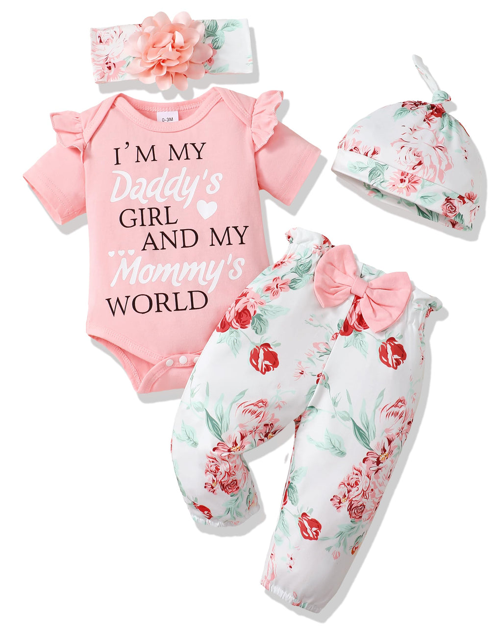 Renotemy Newborn Infant Baby Girl Clothes Summer Outfits Infant Romper Pants Cute Toddler Girl Clothes Gift Set
