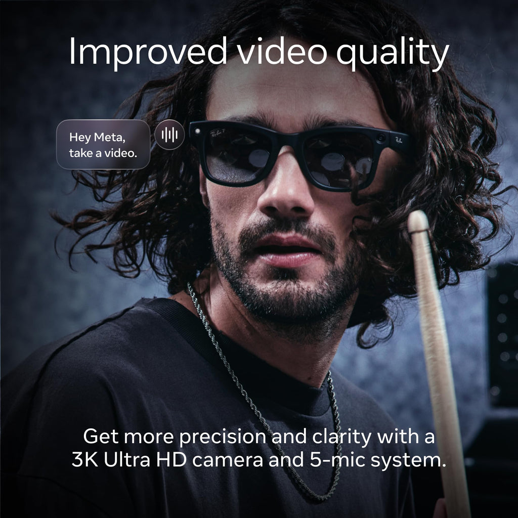 Ray-Ban Meta (Gen 2), Wayfarer, Matte Black | Smart AI Glasses for Men, Women — 2X Battery Life — 3K HD Resolution — 12 MP Ultra-Wide Camera, Audio, Video — Clear Lenses — Wearable Technology