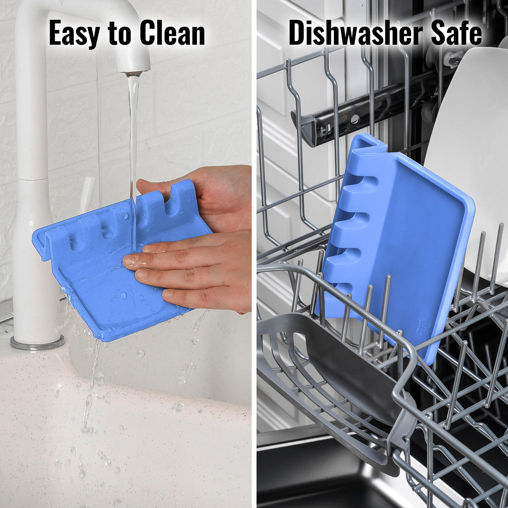 Zulay Kitchen Spoon Rest for Multiple Utensils High Heat-Resistant Silicone Drip Pad, BPA-Free Spoon Holder for Stove Top, Kitchen Gadget Holder for Ladles, Tongs, Cooking Spatula - Makes Great Gift