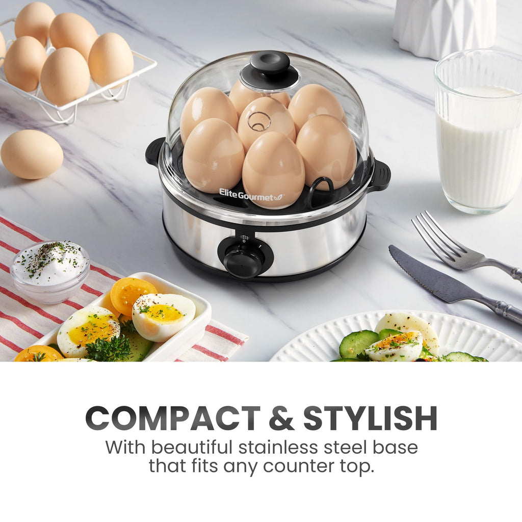 Elite Gourmet EGC115M Easy Egg Cooker Electric 7-Egg Capacity, Soft, Medium, Hard-Boiled Egg Cooker with Auto Shut-Off, Measuring Cup Included, BPA Free, Retro Mint