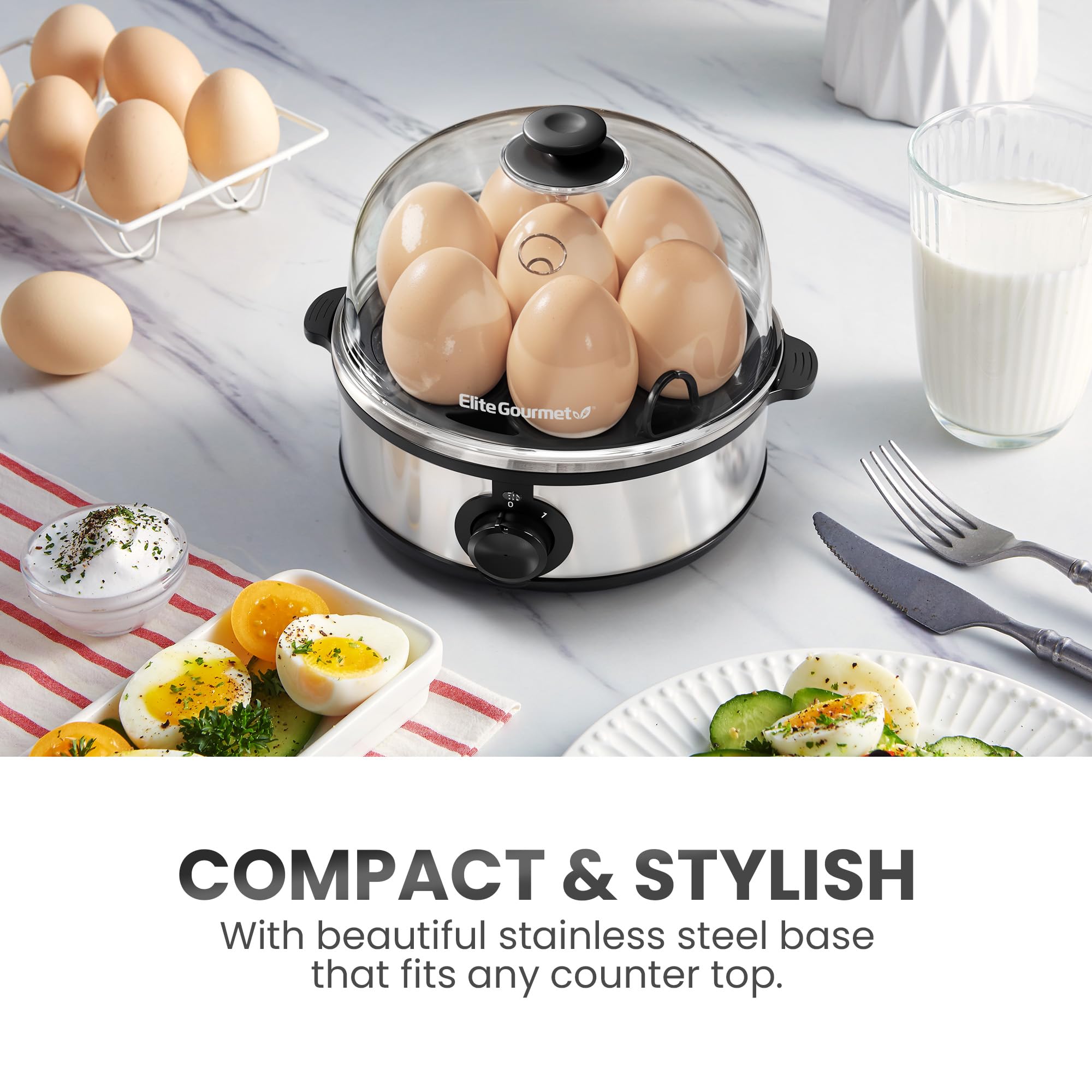 Elite Gourmet EGC115M Easy Egg Cooker Electric 7-Egg Capacity, Soft, Medium, Hard-Boiled Egg Cooker with Auto Shut-Off, Measuring Cup Included, BPA Free, Retro Mint