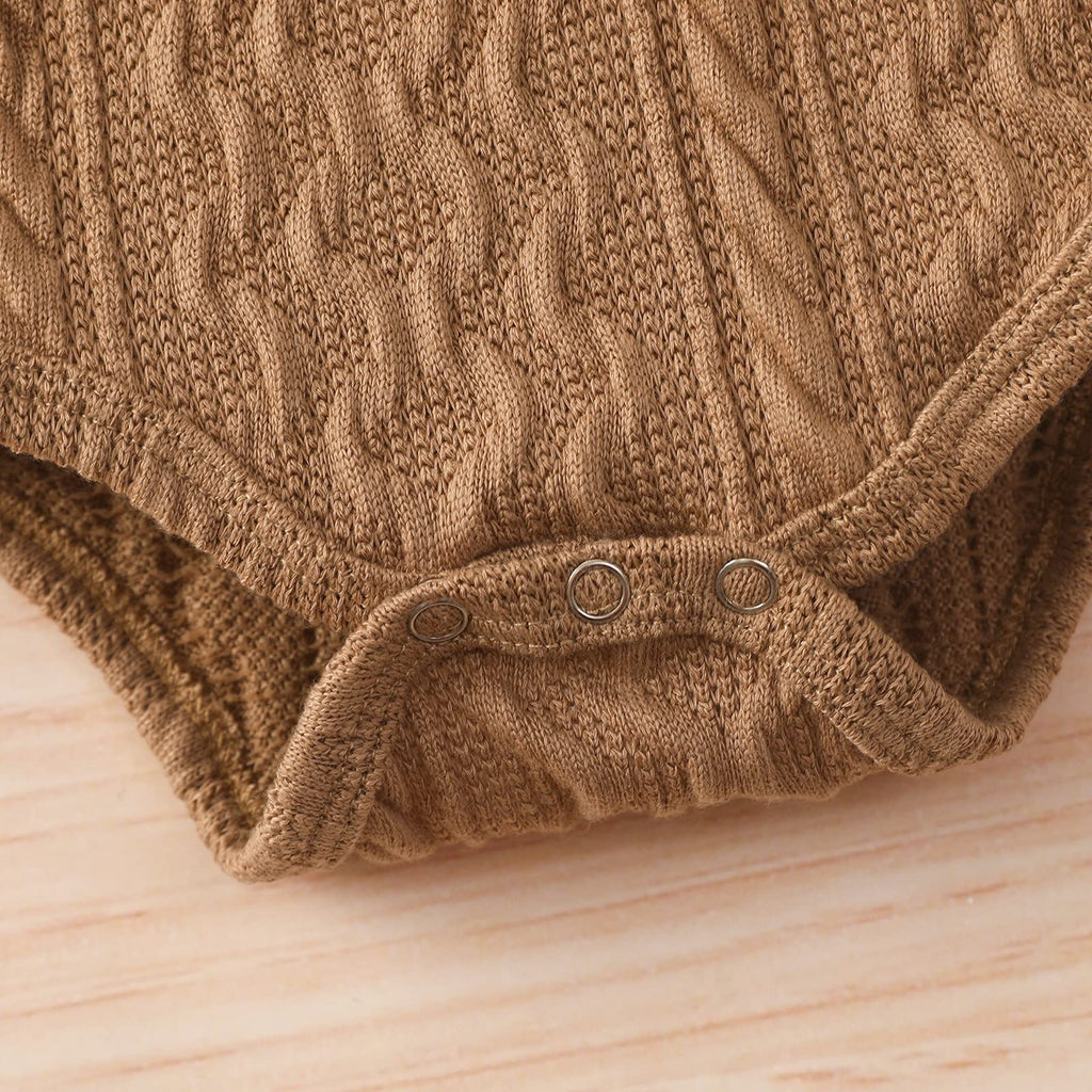 Newborn Baby Boy Girl Clothes Ribbed Knitted Cotton Long Sleeve Romper Long Pants Solid Color Fall Winter Outfits