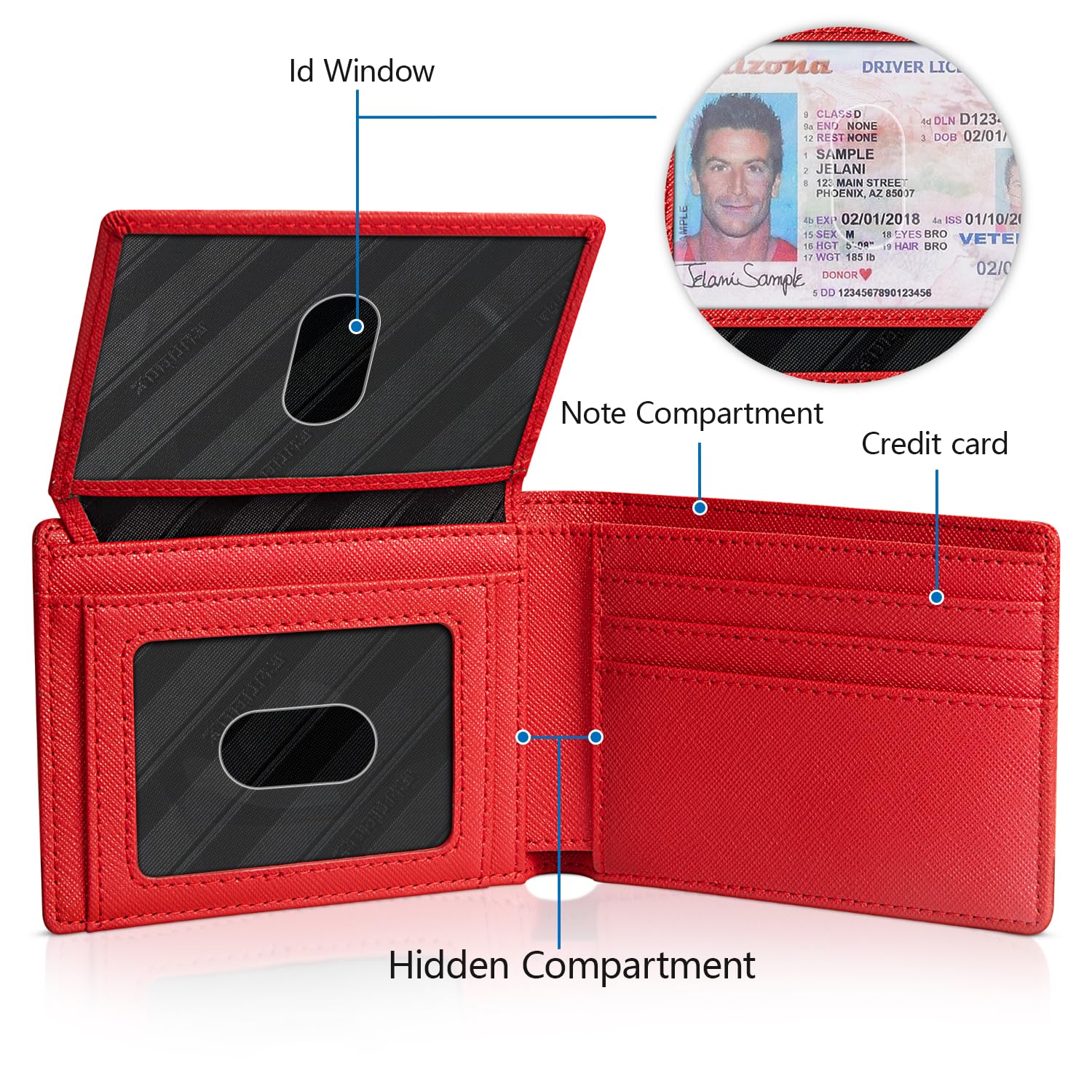 RUNBOX Wallet for Men Slim Rfid Leather 2 ID Window With Gift Box | Slim, Rfid, 2 ID Window, With Gift Box, Slim, Rfid