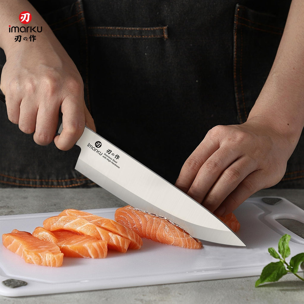 imarku 14-Piece Knife Set, Japanese Stainless Steel Knives Set for Kitchen, Full-Tang Gyutou Knife Sets with Block and Build-in Sharpener, Brown, Dishwasher Safe, House Warming Gifts for Mom