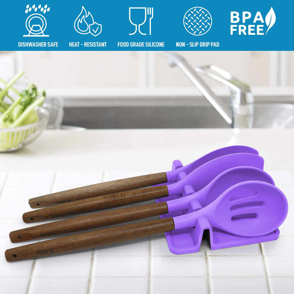Zulay Kitchen Spoon Rest for Multiple Utensils High Heat-Resistant Silicone Drip Pad, BPA-Free Spoon Holder for Stove Top, Kitchen Gadget Holder for Ladles, Tongs, Cooking Spatula - Makes Great Gift