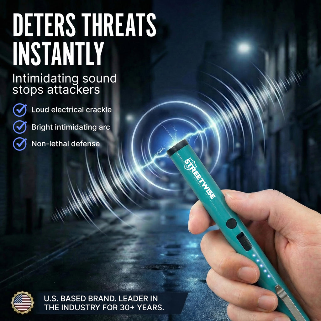 Streetwise Pain Pen 25,000,000 Volts Stun Gun for Self Protection - Tactical Stun Pen for Women and Men, USB Rechargeable, Battery Indicator, Durable Clip, Compact and Concealable for Protection