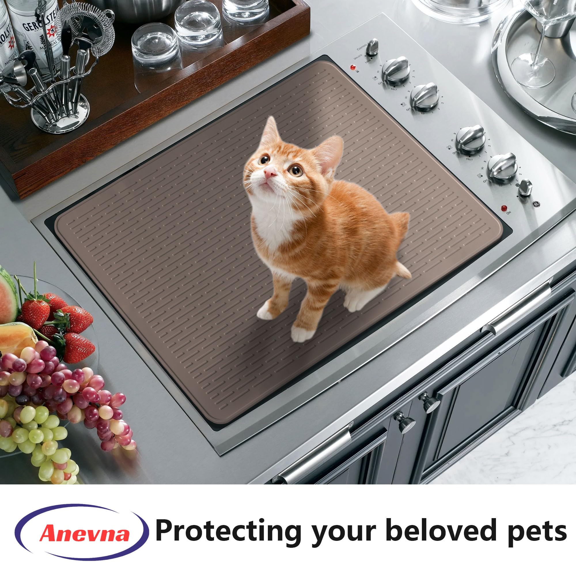 Stove Top Cover for Electric Stove- Range Covers for Electric Stove,Silicone XXL Dish Drying Mat, Glass Cooktop Covers, Flat RV Range top Mats (Black, 28"x20")