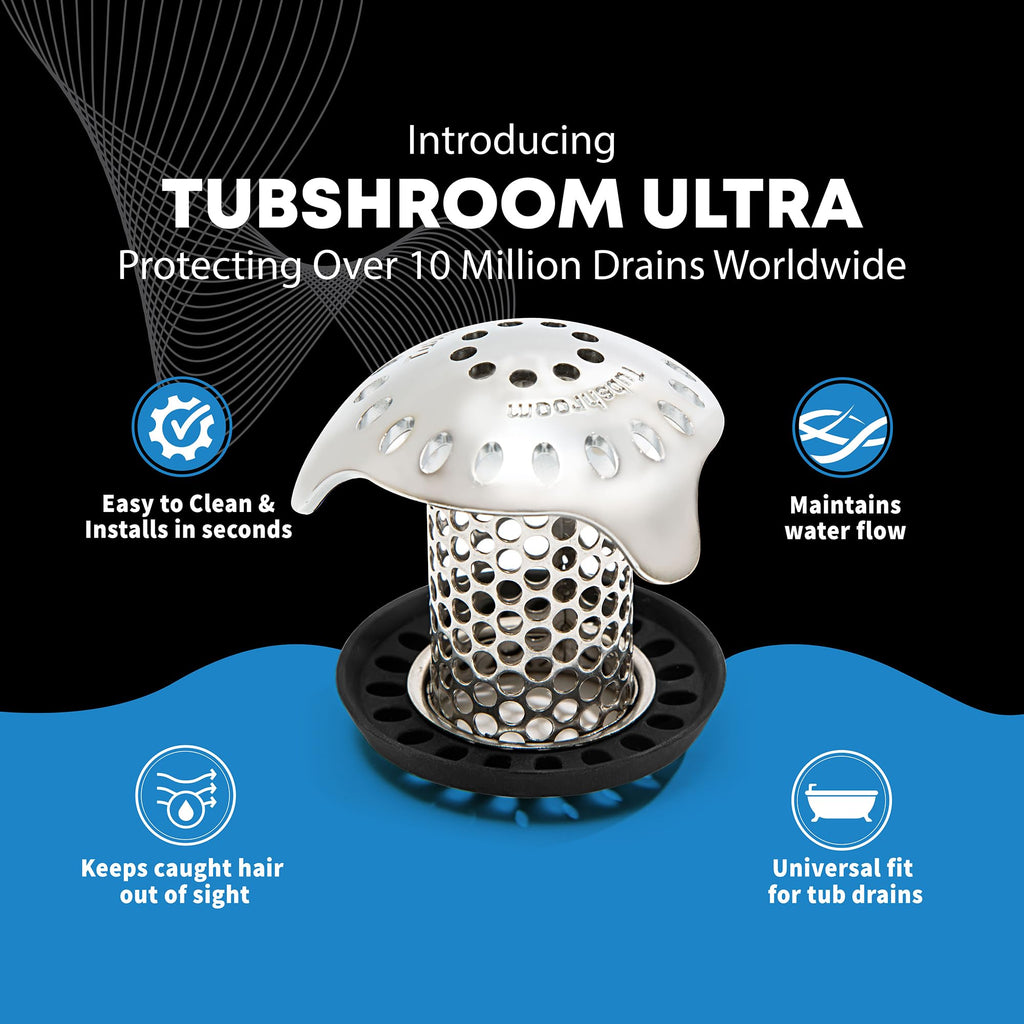 TubShroom Ultra Revolutionary Bath Tub Drain Protector Hair Catcher/Strainer/Snare, Stainless Steel, Stainless Combo