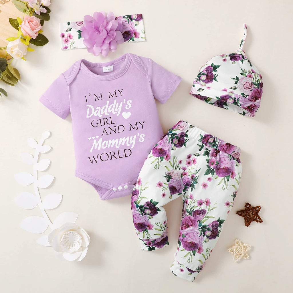 Renotemy Newborn Infant Baby Girl Clothes Summer Outfits Infant Romper Pants Cute Toddler Girl Clothes Gift Set