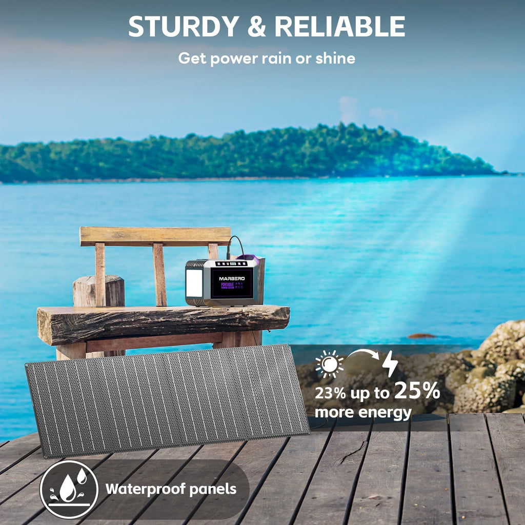 MARBERO Portable Power Station 88Wh Camping Lithium Battery Solar Generator Fast Charging with AC Outlet 120W Peak Power Bank(Solar Panel Optional) for Home Backup Outdoor Emergency RV Van Hunting