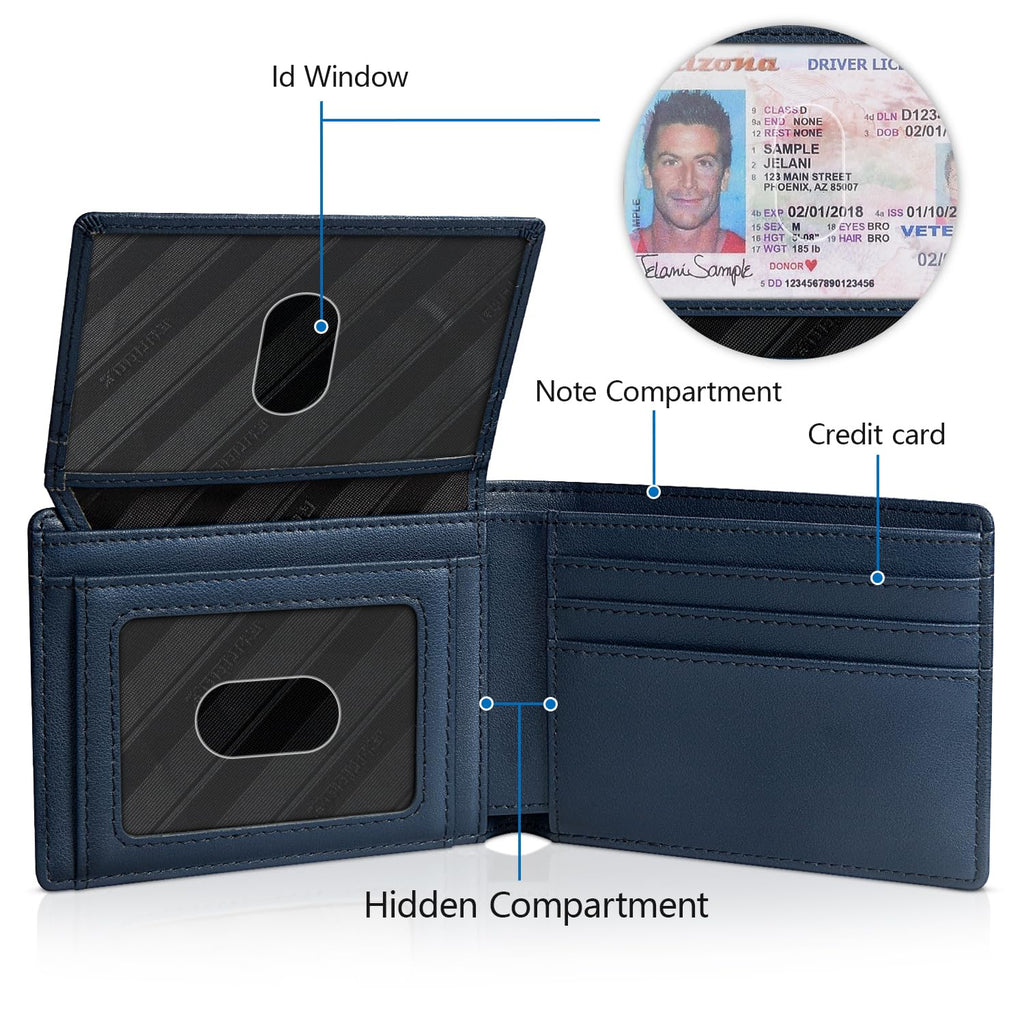 RUNBOX Wallet for Men Slim Rfid Leather 2 ID Window With Gift Box | Slim, Rfid, 2 ID Window, With Gift Box, Slim, Rfid