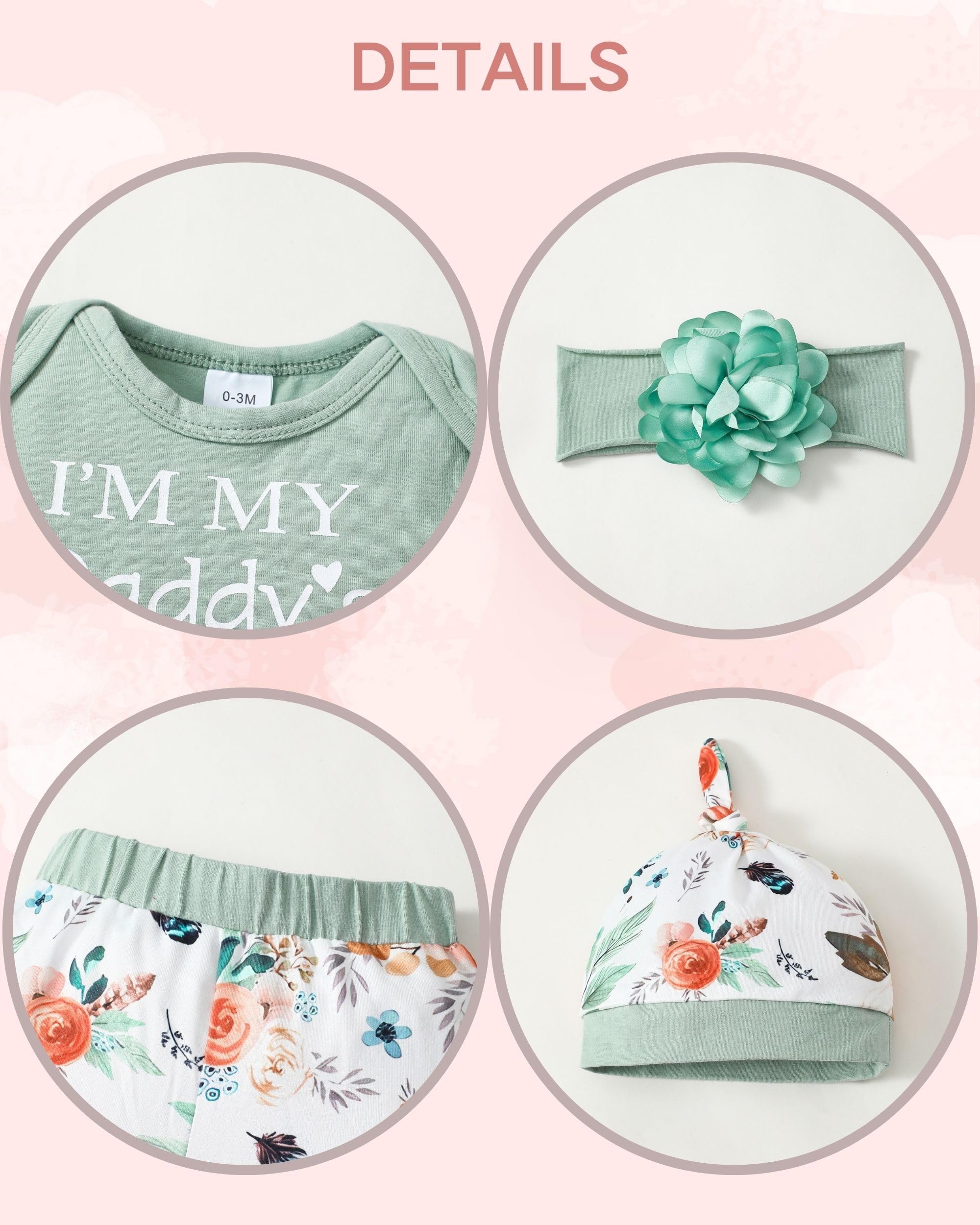 Renotemy Newborn Infant Baby Girl Clothes Summer Outfits Infant Romper Pants Cute Toddler Girl Clothes Gift Set