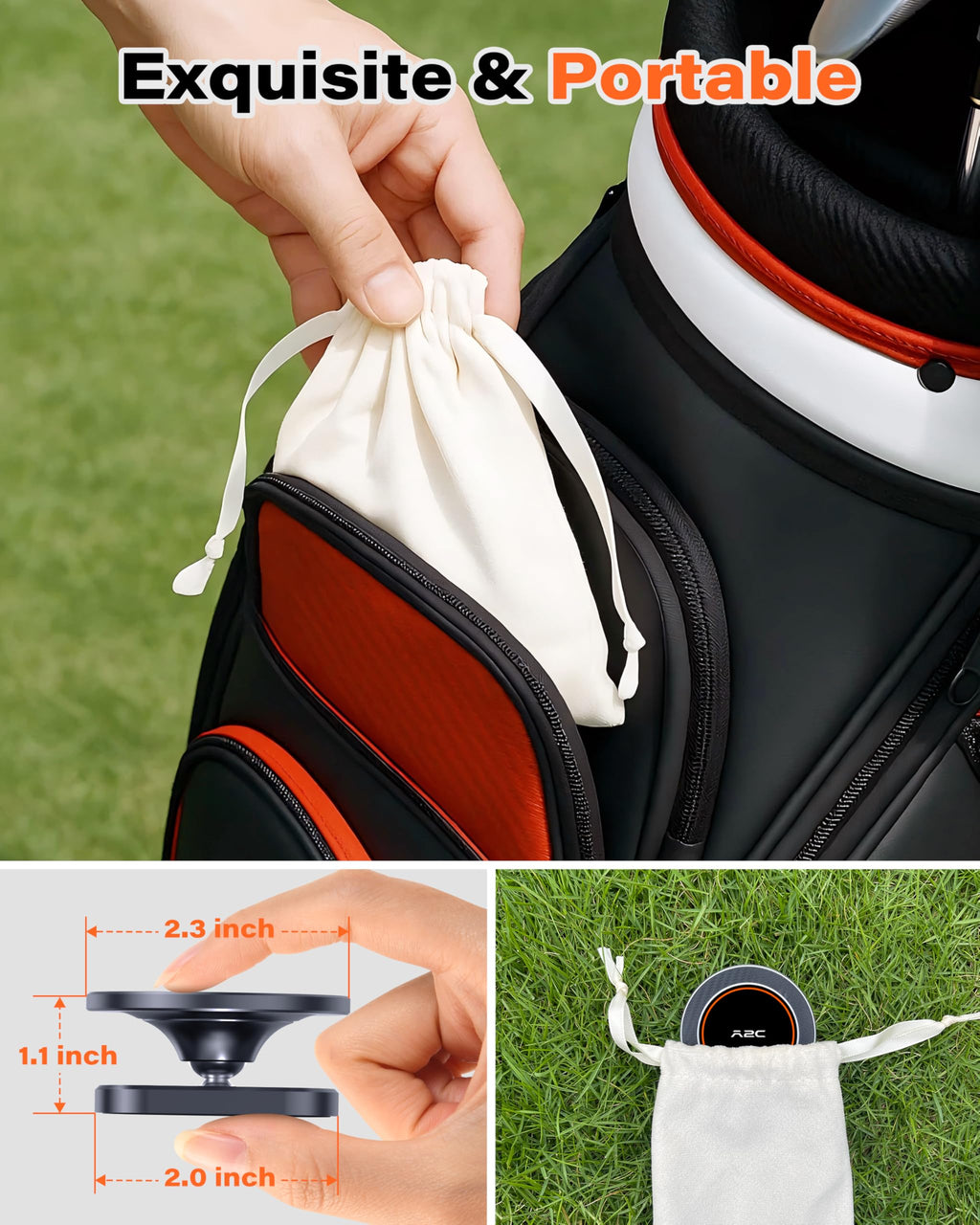 A2C Alloy Magnetic Golf Cart Phone Holder for MagSafe iPhone, Unique Golf Gifts for Men Golfers Dad Father, Golf Gift for Him Husband, Golf Accessories Essentials Gadgets Fits EZGO, Club Car, Yamaha