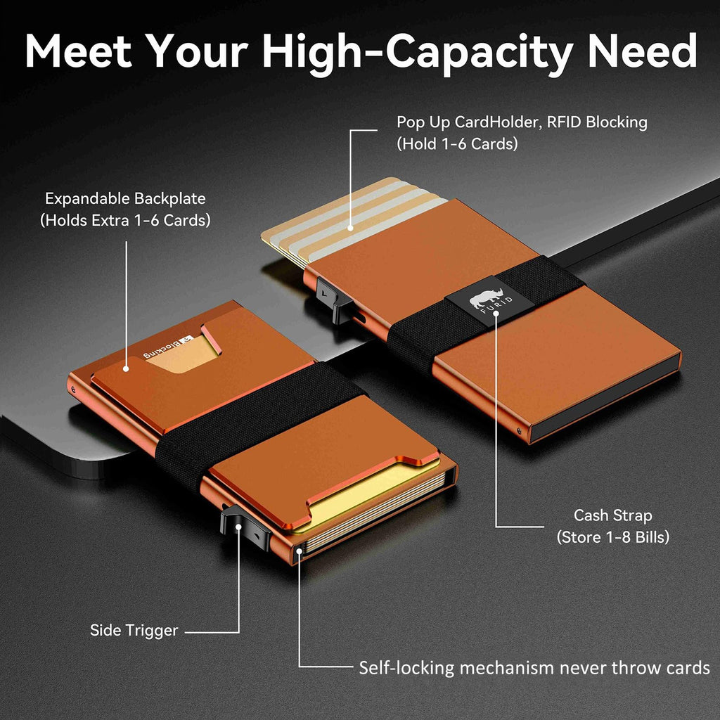 furid Smart Card Wallet for Men Slim: Minimalist Wallet For Men - RFID Blocking Pop Up Front Pocket Wallet, Metal Wallet 11 Card Holder