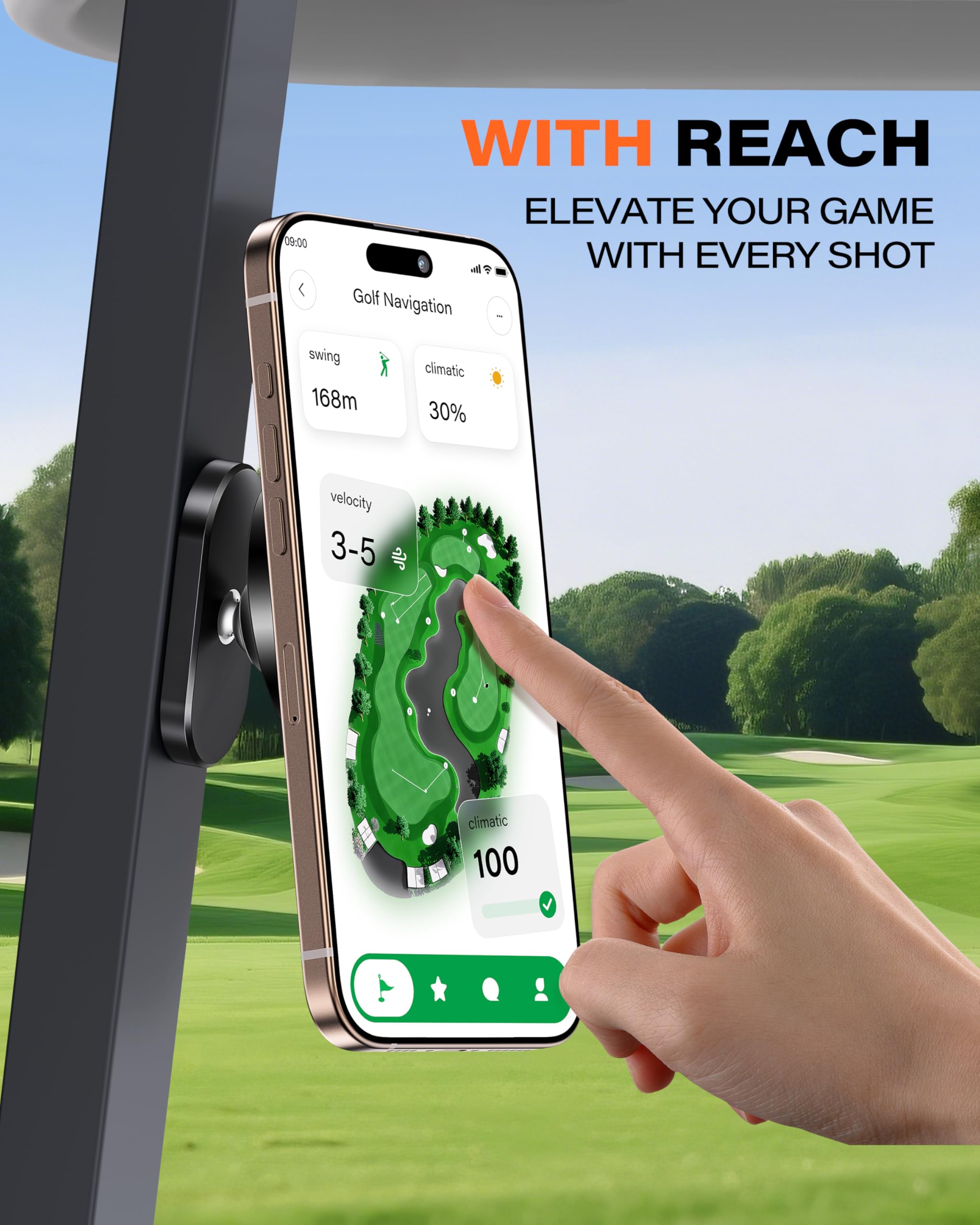 A2C Alloy Magnetic Golf Cart Phone Holder for MagSafe iPhone, Unique Golf Gifts for Men Golfers Dad Father, Golf Gift for Him Husband, Golf Accessories Essentials Gadgets Fits EZGO, Club Car, Yamaha