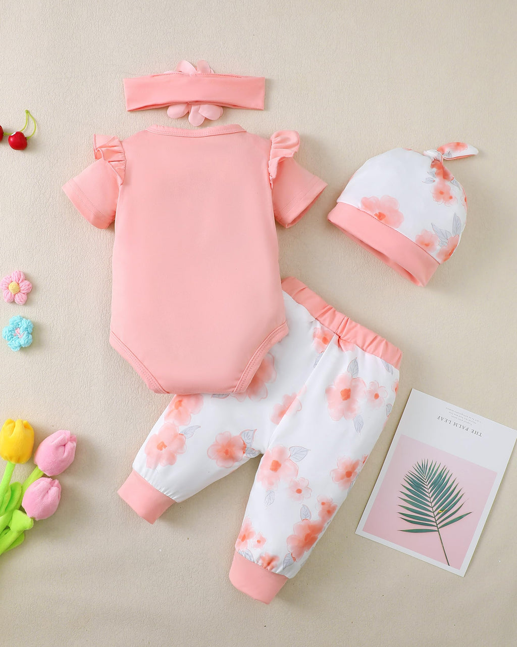 Renotemy Newborn Infant Baby Girl Clothes Summer Outfits Infant Romper Pants Cute Toddler Girl Clothes Gift Set