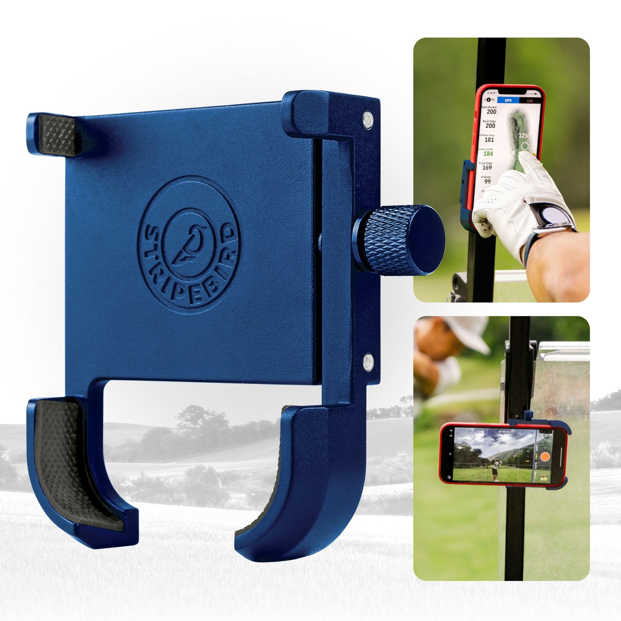 Stripebird - Magnetic Golf Cart Phone Holder - US Patented, Neodymium N52 Magnets - Golf Cart Phone Mount for iPhone & Samsung - Slim Golf Caddy Accessories for Men & Women