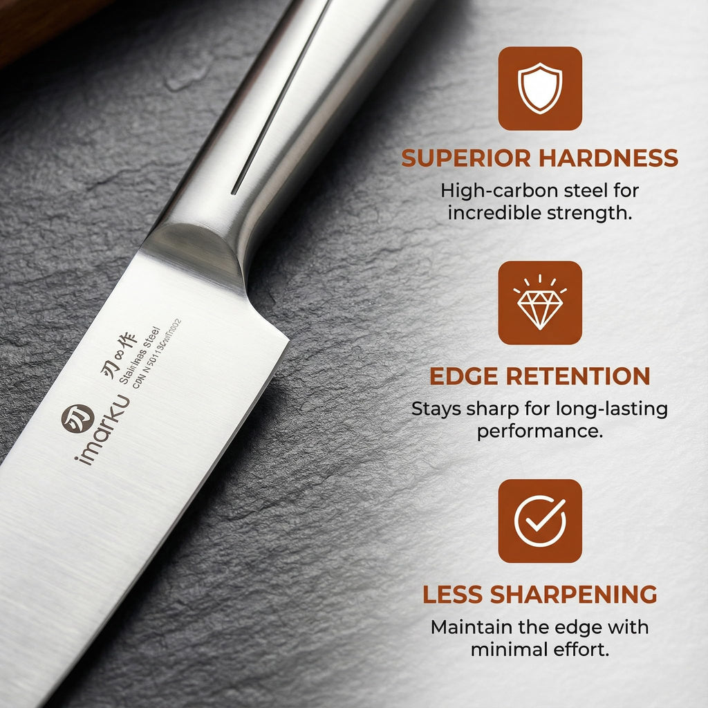 imarku 14-Piece Knife Set, Japanese Stainless Steel Knives Set for Kitchen, Full-Tang Gyutou Knife Sets with Block and Build-in Sharpener, Brown, Dishwasher Safe, House Warming Gifts for Mom