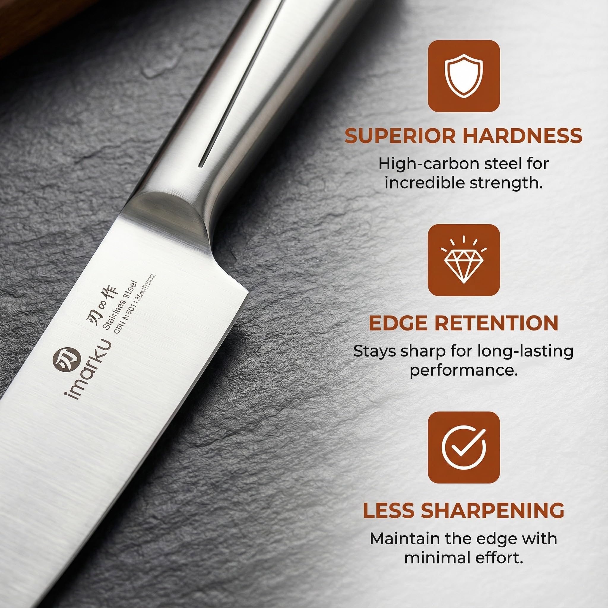 imarku 14-Piece Knife Set, Japanese Stainless Steel Knives Set for Kitchen, Full-Tang Gyutou Knife Sets with Block and Build-in Sharpener, Brown, Dishwasher Safe, House Warming Gifts for Mom