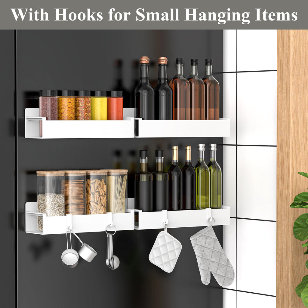 HuggieGems 4 Pack Magnetic Spice Rack Organizer for Refrigerator and Oven, Black Fridge Organizers and Storage for Kitchen