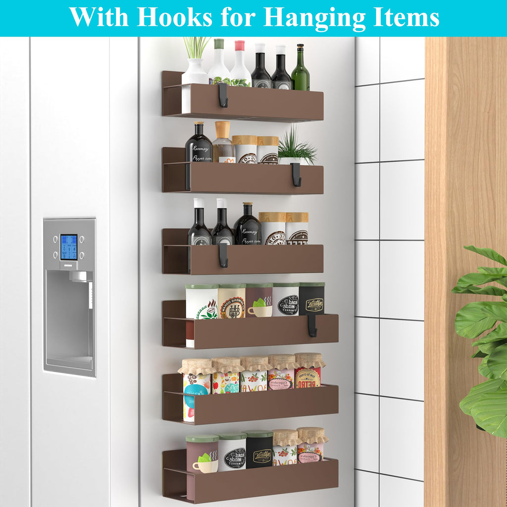 HuggieGems Metal 4 Pack Magnetic Spice Storage Rack Organizer for Refrigerator and Oven, Black Fridge Organizers and Storage