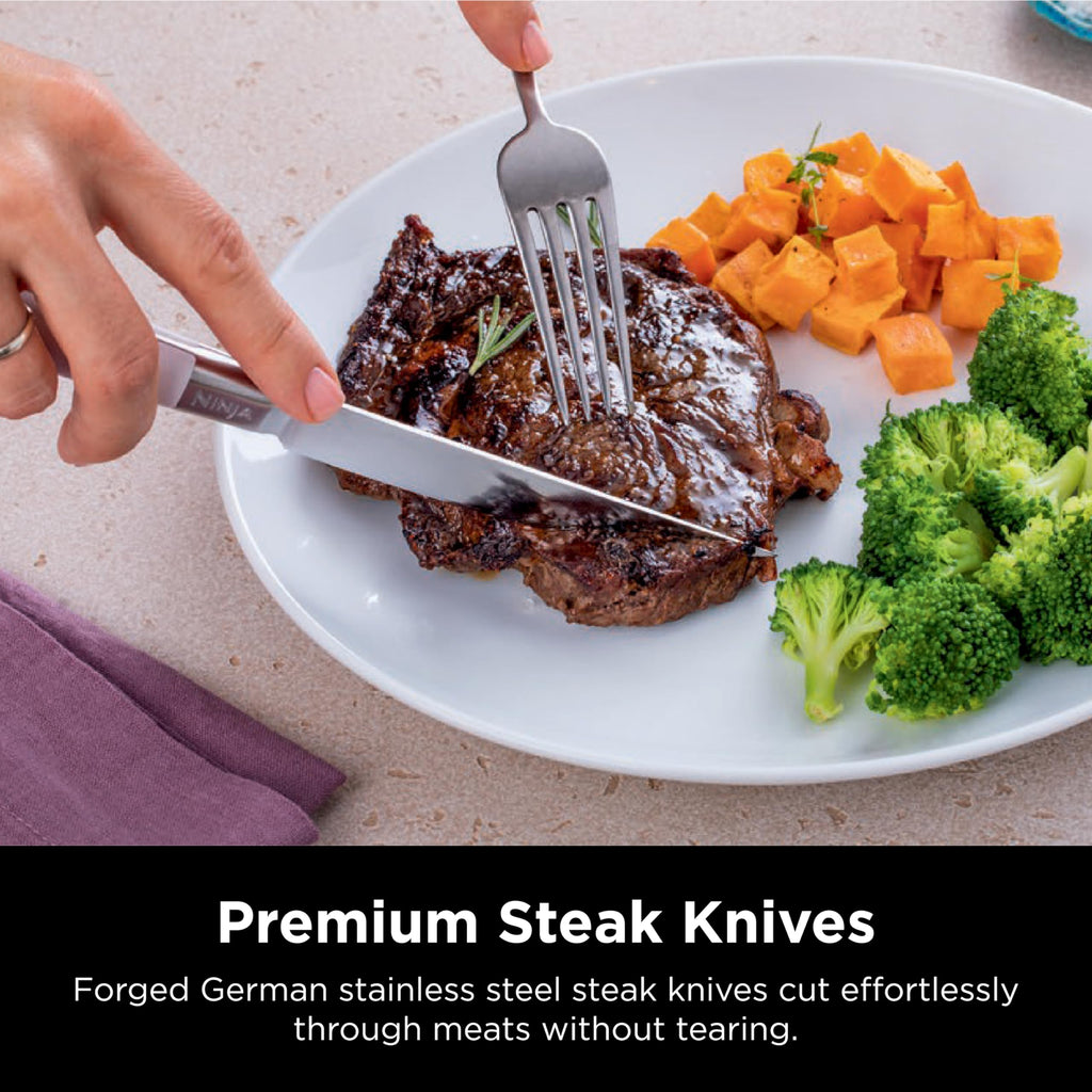 Ninja K32017 Foodi NeverDull Premium Knife System, 17 Piece Knife Block Set with Built-in Sharpener, German Stainless Steel Knives, Black