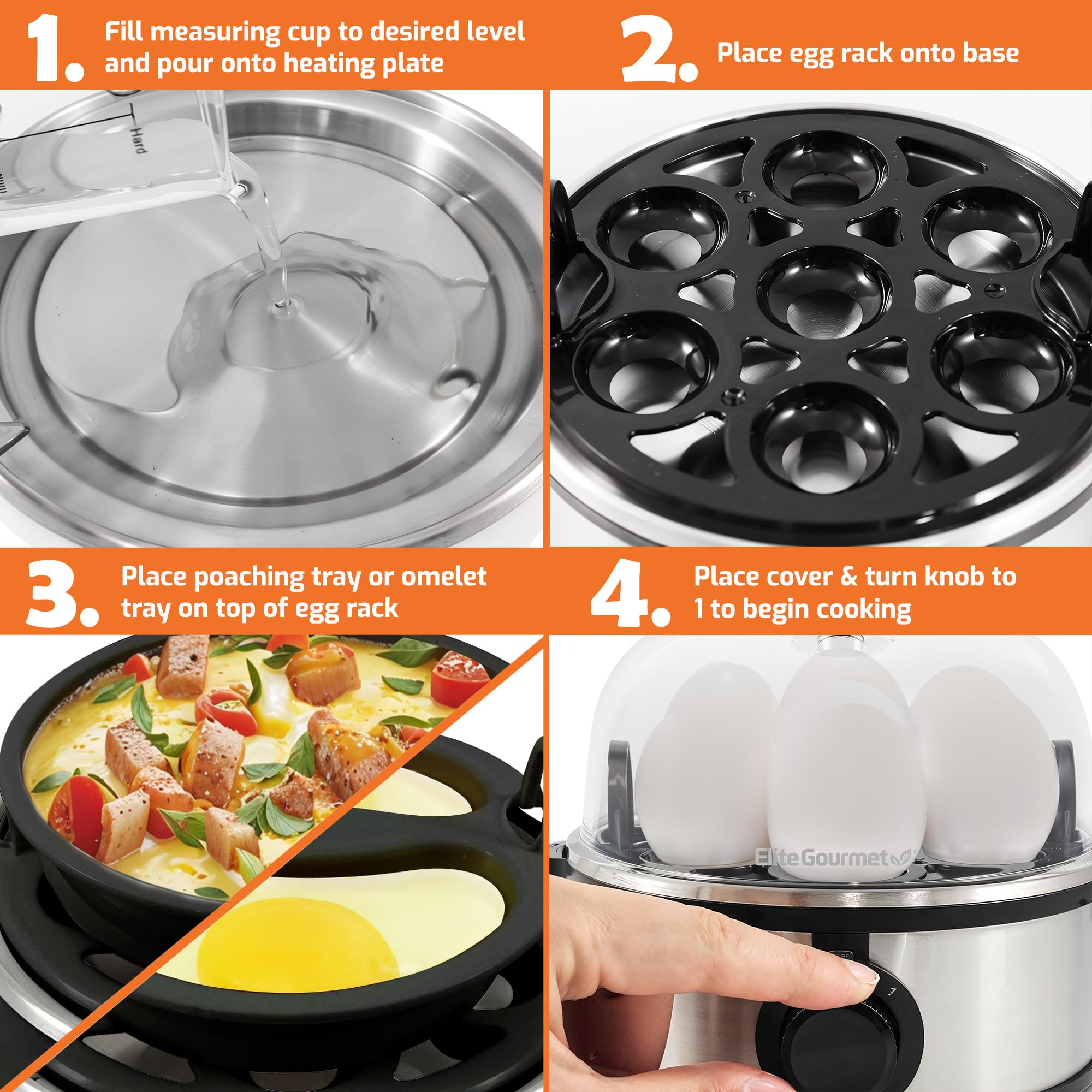 Elite Gourmet EGC115M Easy Egg Cooker Electric 7-Egg Capacity, Soft, Medium, Hard-Boiled Egg Cooker with Auto Shut-Off, Measuring Cup Included, BPA Free, Retro Mint