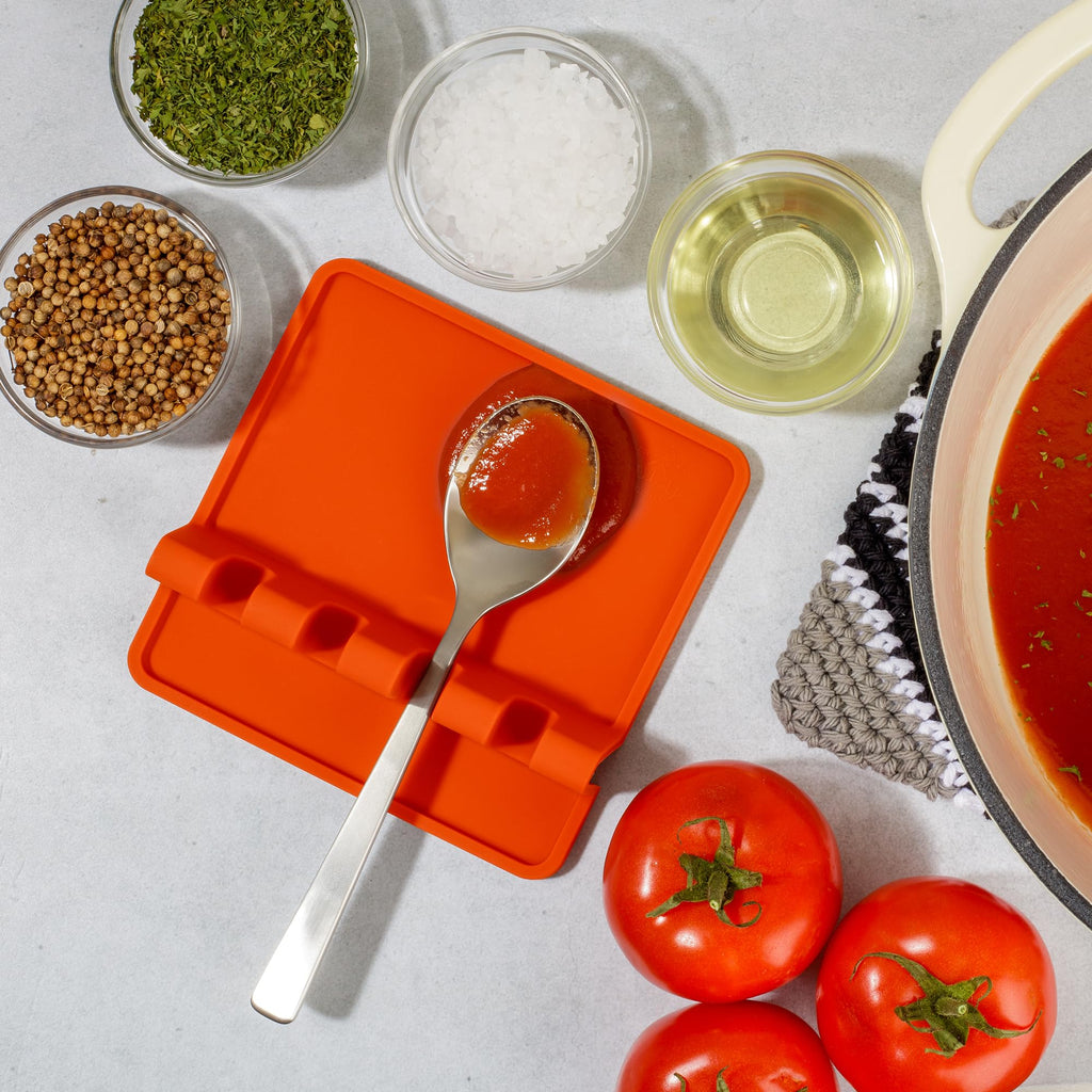Zulay Kitchen Spoon Rest for Multiple Utensils High Heat-Resistant Silicone Drip Pad, BPA-Free Spoon Holder for Stove Top, Kitchen Gadget Holder for Ladles, Tongs, Cooking Spatula - Makes Great Gift