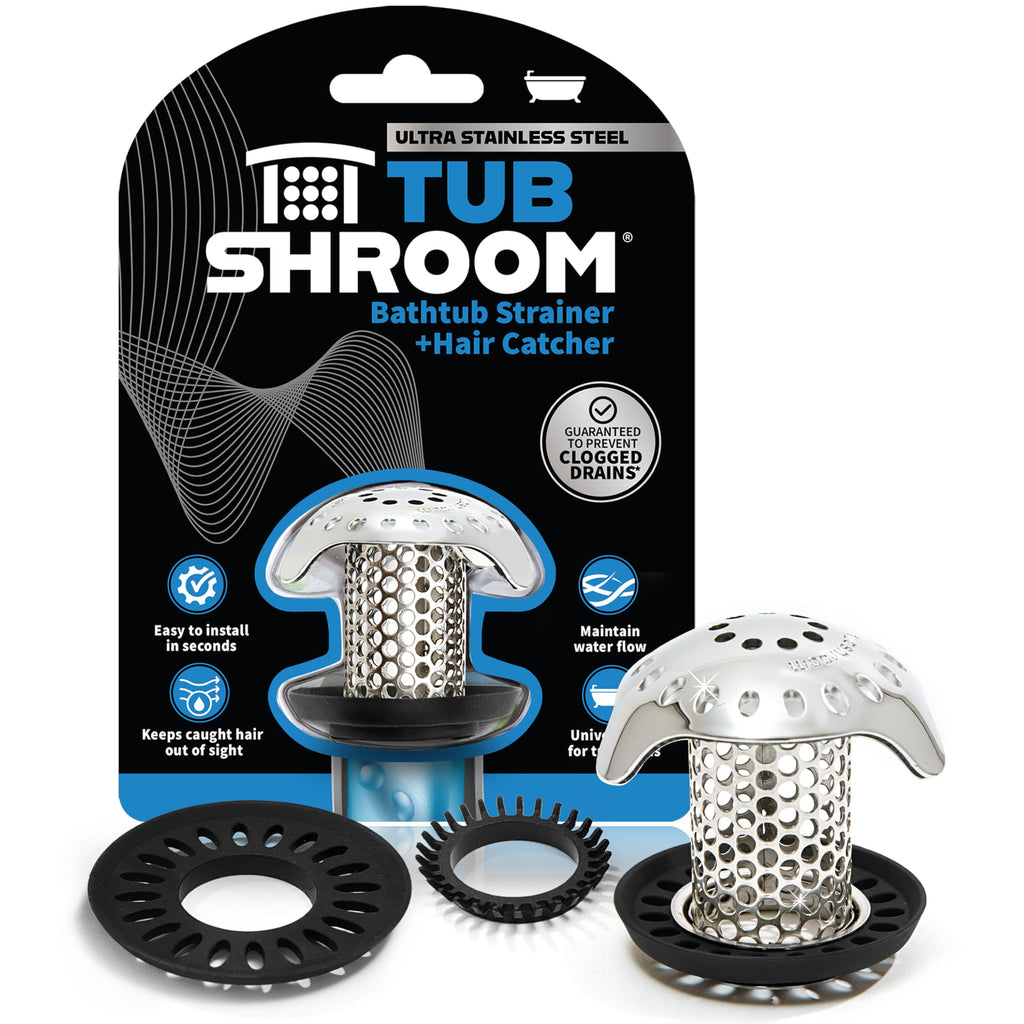TubShroom Ultra Revolutionary Bath Tub Drain Protector Hair Catcher/Strainer/Snare, Stainless Steel, Stainless Combo