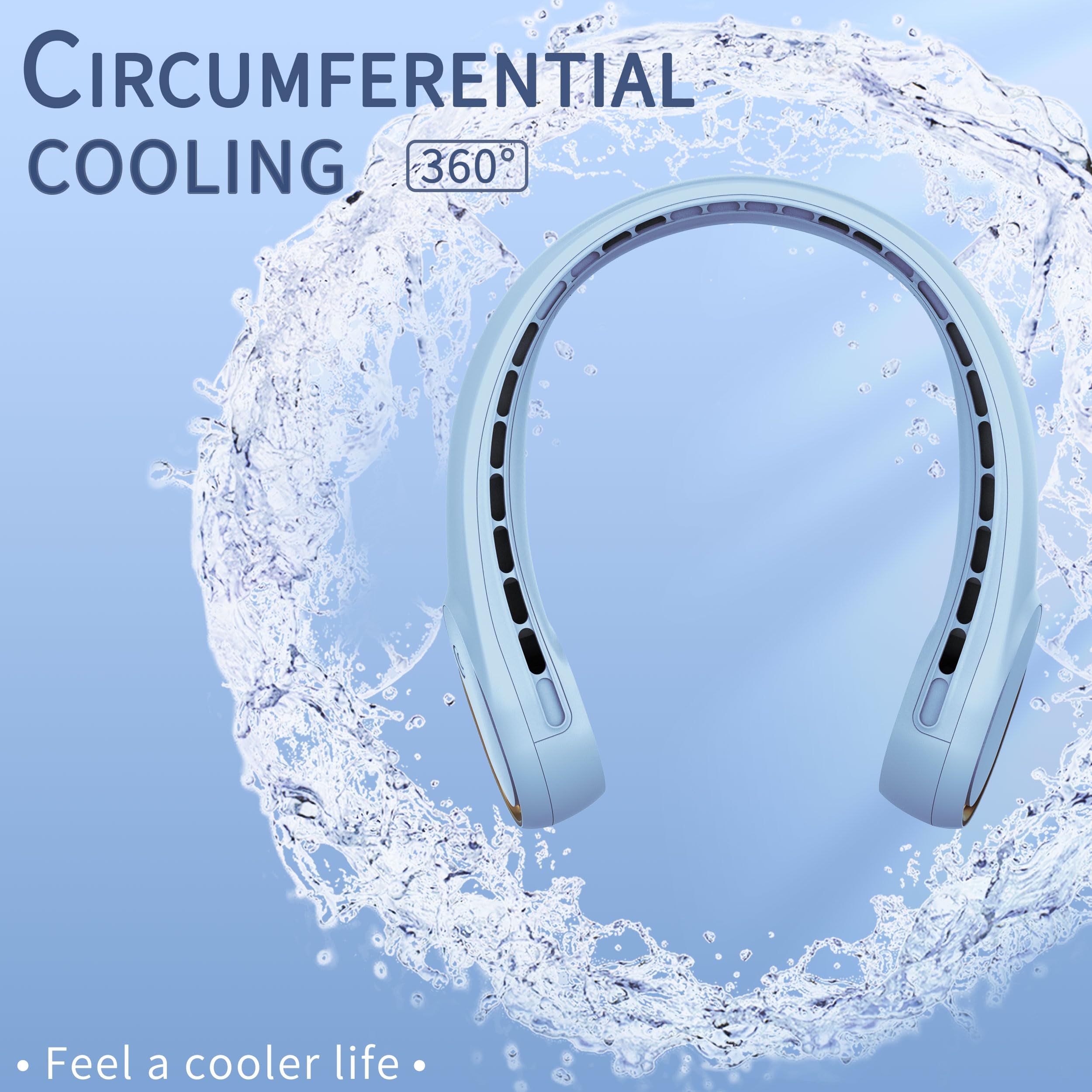 FrSara Neck Fan, Portable Personal Fan Strong Wind, 4000mAh, Air Volume,360° Cooling, No Hair Twisting, Air Volume On 2 Sides, Non-Slip, Quick Charge, Long Use Time, Birthday Gift for Women, Dad, Men