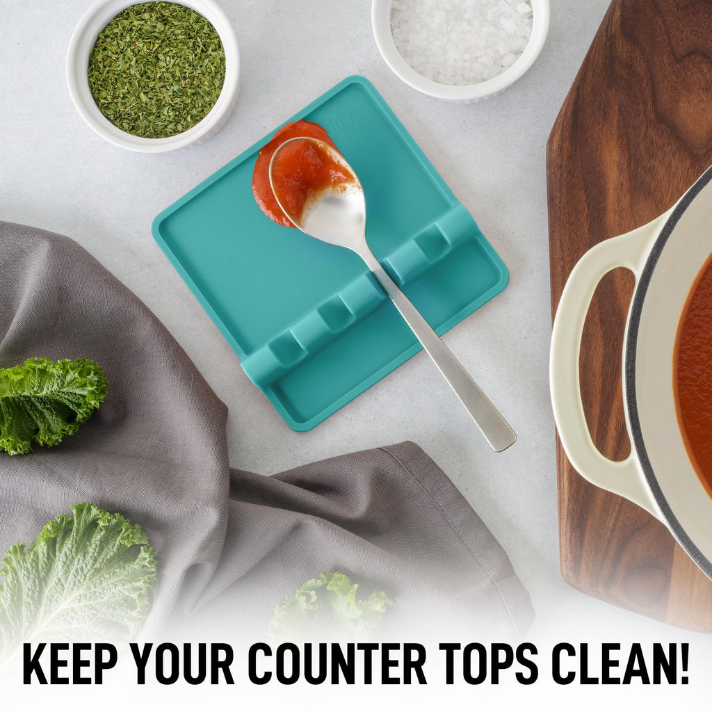 Zulay Kitchen Spoon Rest for Multiple Utensils High Heat-Resistant Silicone Drip Pad, BPA-Free Spoon Holder for Stove Top, Kitchen Gadget Holder for Ladles, Tongs, Cooking Spatula - Makes Great Gift