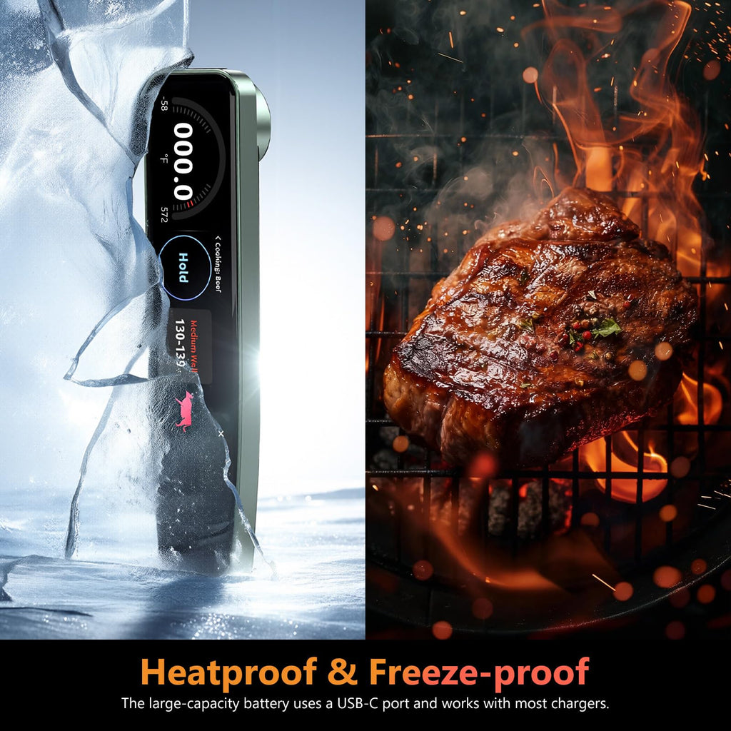 AWLKIM Meat Thermometer Digital - Instant Read Waterproof Food Thermometer with Backlight for Cooking, Grill, Candy, Kitchen & Stocking Stuffers for Men - Red