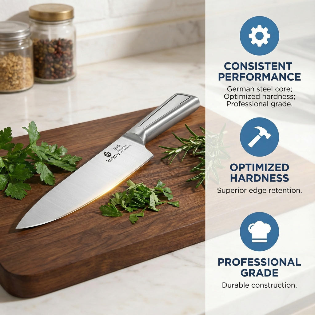 imarku 14-Piece Knife Set, Japanese Stainless Steel Knives Set for Kitchen, Full-Tang Gyutou Knife Sets with Block and Build-in Sharpener, Brown, Dishwasher Safe, House Warming Gifts for Mom