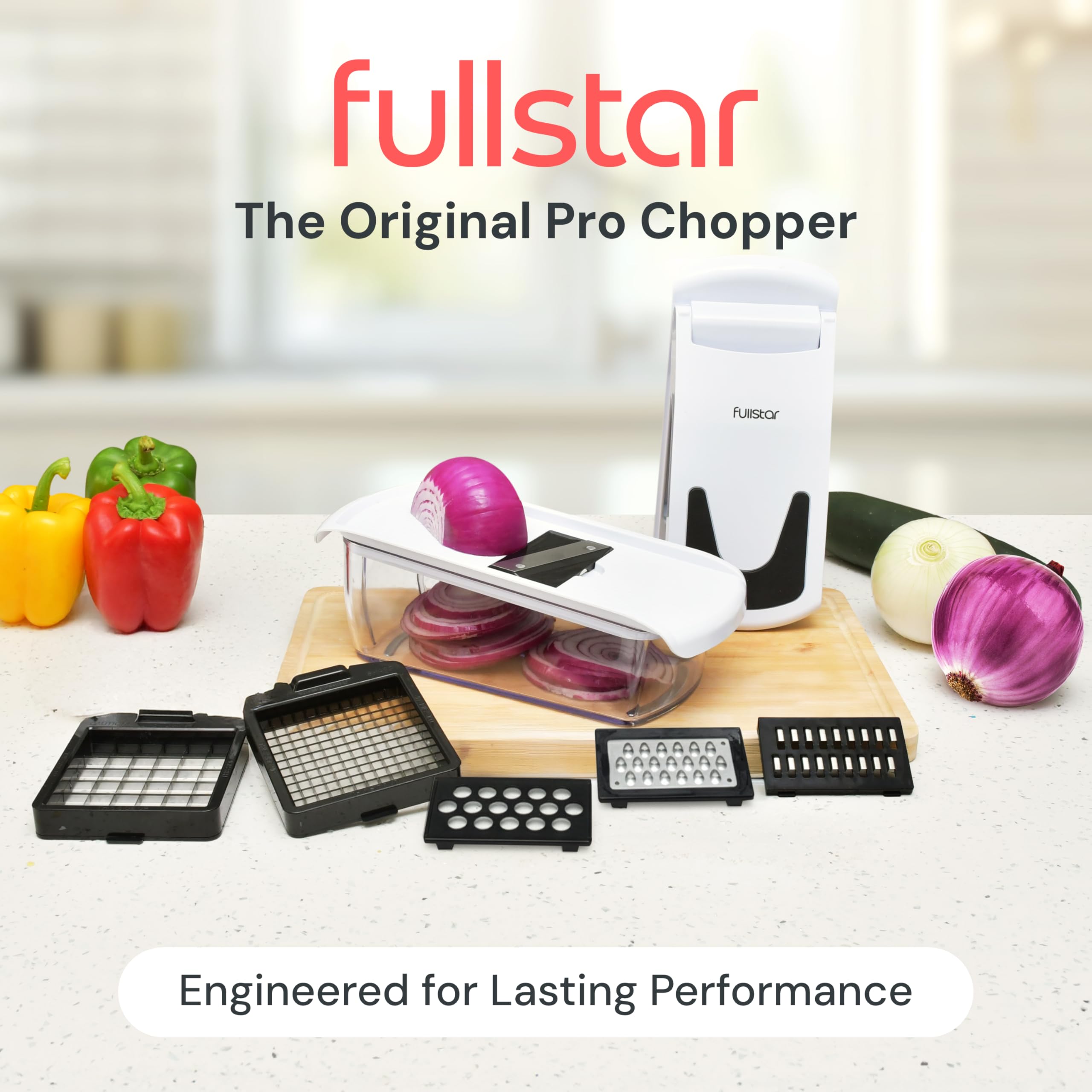 Fullstar The Original Pro Chopper - Vegetable Chopper and Spiralizer, Food Chopper with Container, Fruit Slicer, Kitchen Gadgets & Gifts, Home Essentials (4 in 1, White)
